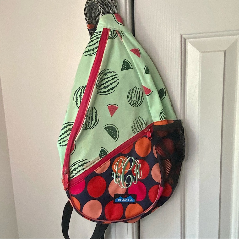 KAVU Watermelon sling bag backpack Polka Dot Print Pink Green